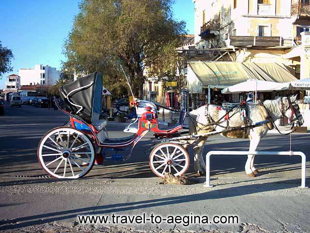  AEGINA PHOTO GALLERY - HORSE WAGON IN AEGINA TOWN